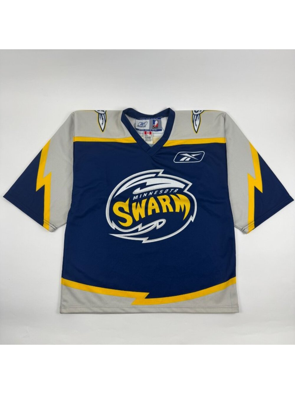 Minnesota Swarm Jersey Mens Medium M Blue Yellow NLL Lacrosse Reebok CCM Blank
